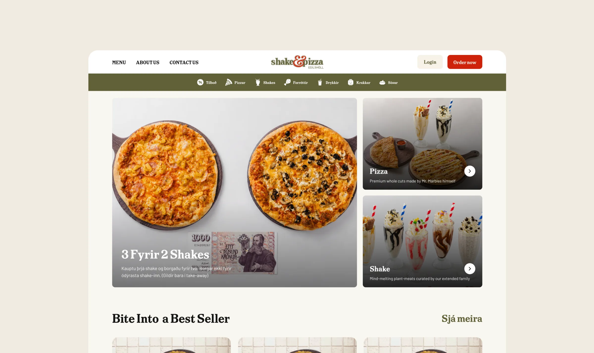 Shake Pizza website