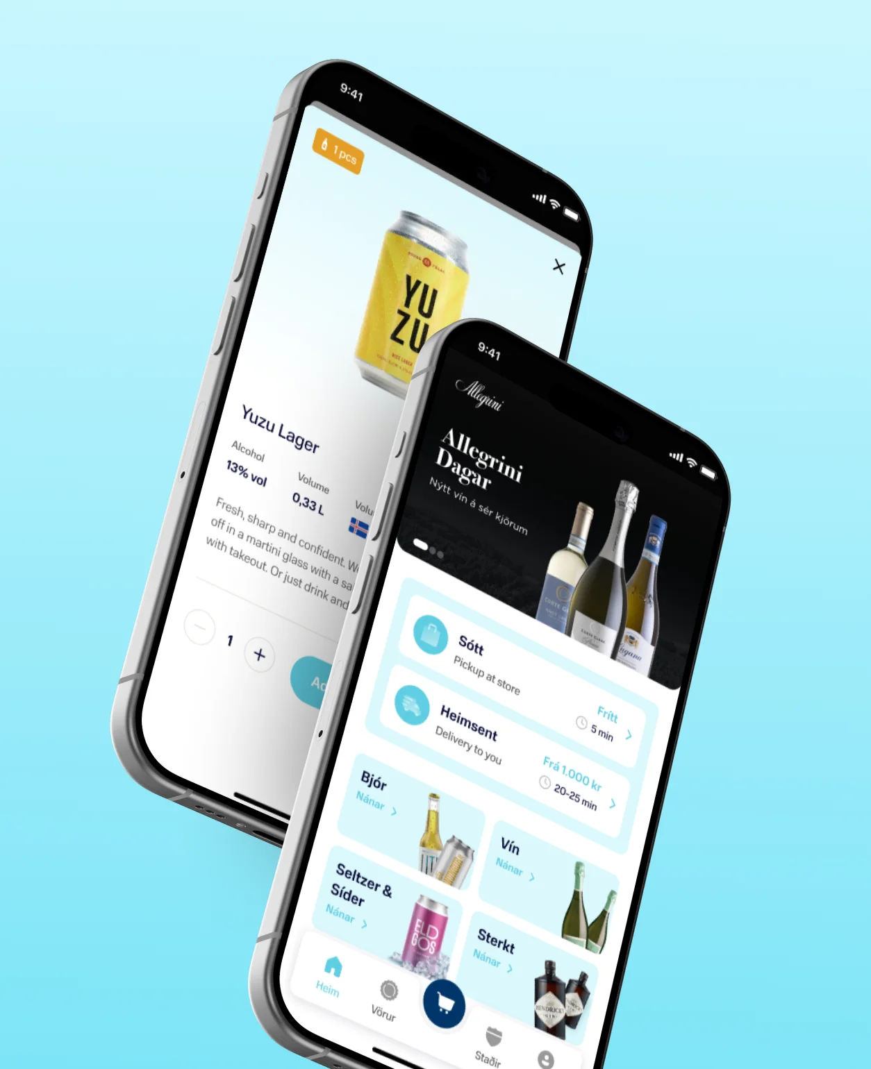The Smáríkið app on two phones