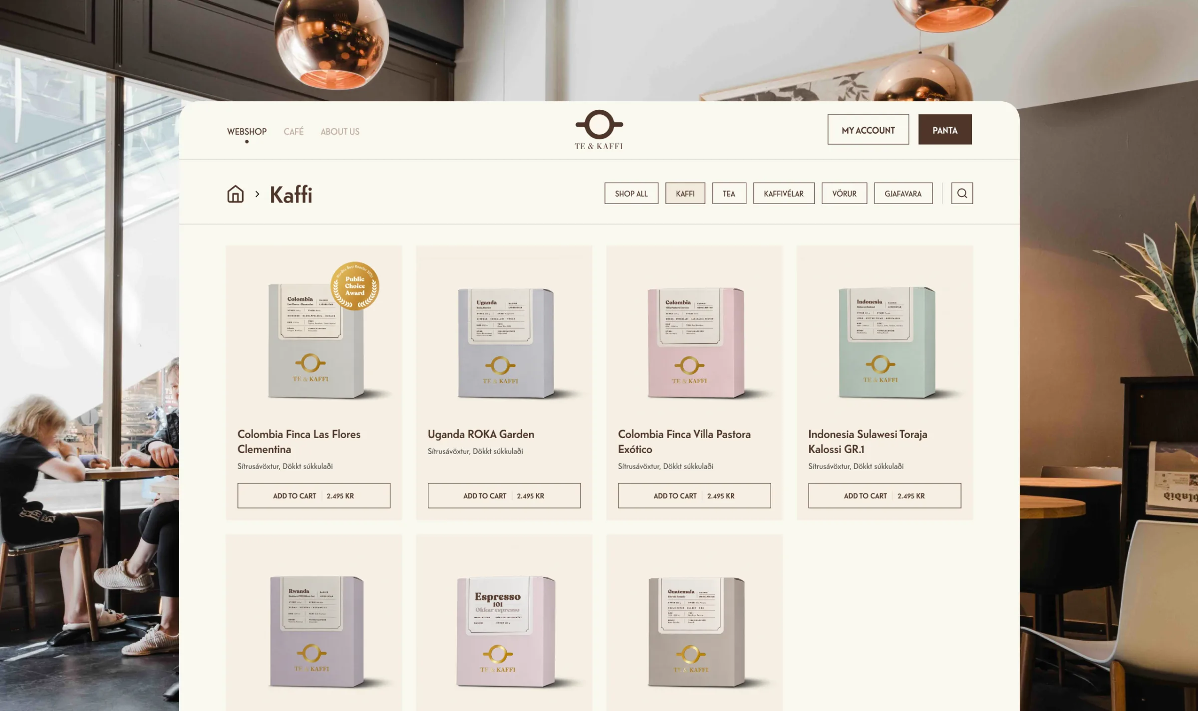 Te og kaffi website